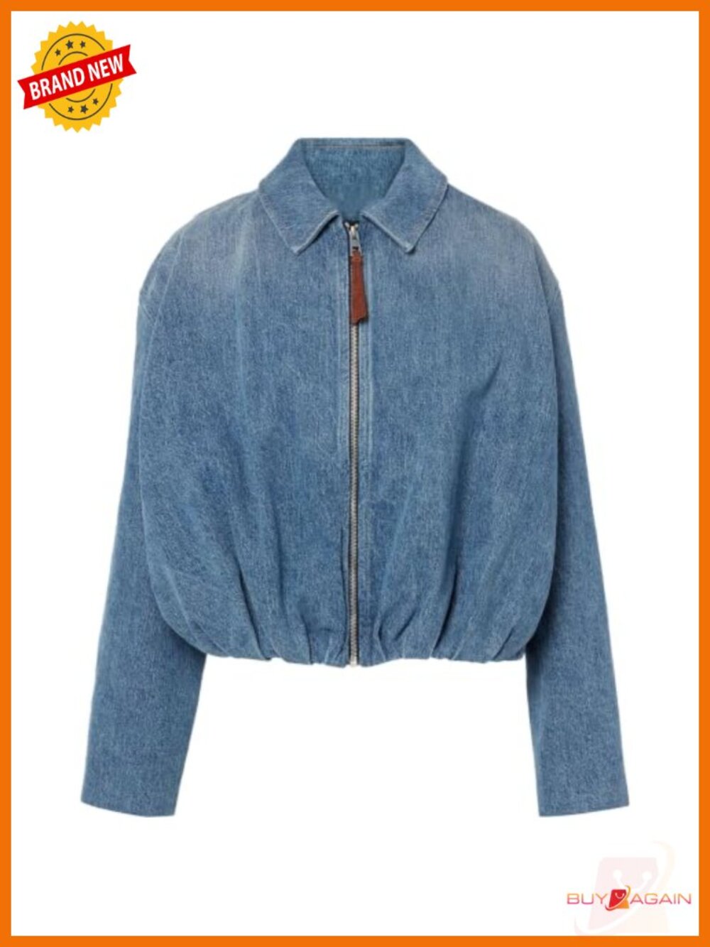 Women's Denim Bomber Jacket Draped Zip Up Jean Coat
